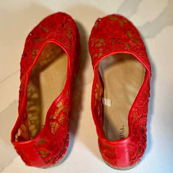 Merona Woman's Orange Lace Espadrilles Size 7 - Picture 3 of 11